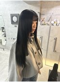 髪質改善 グレーベージュ アッシュカラー レイヤーロング 黒髪