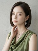 大人可愛い20代30代40代ボブ切りっぱなしグレージュ