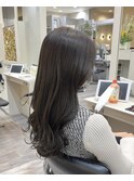 シアーグレージュ/くすみ感/艶感/大人ロング/ゆる巻き