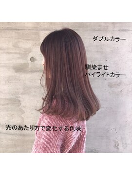 アッシュタカサキ(ash takasaki) 10代20代◎☆透明感ピンクラベンダー×毛先ワンカールストレート