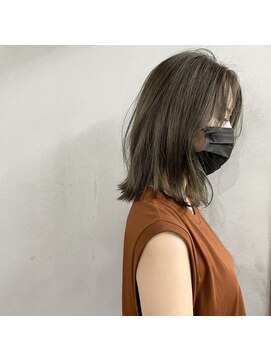 タグ(#tag) #ロブ×ブリーチなしアッシュベージュ