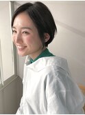 大人可愛い　ショートヘア　ショートボブ　暗髪　30代40代50代
