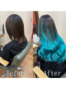 あるじゃんすー さいたま店 ターコイズブルー#シールエクステ#ウェーブヘア#韓国#大宮