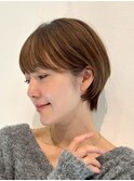 切りっぱなしボブエアリーロング美髪ピンクブラウン