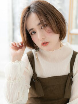 モッズヘア 上尾西口店(mod's hair) センターパートミルクティーカラーミニボブh4上尾20代30代40代