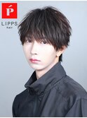 ツイストシースルーフェザーパーマツーブロックショートマッシュ