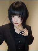 ミルクティーブロンド/ダークブルー/デジタルパーマ/渋谷