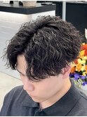 縦落ちパーマセンターパートシャドウパーマサーフカール