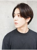 サイドパート×かき上げヘアツーブロックショート