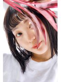 前髪あり ミディアムボブ ローライト ブルーアッシュ【LINONA】
