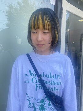 アンフルール(Un Fleur) 前髪インナーブリーチ×イエロー