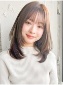 大人可愛い美髪前髪こなれヘア斜めバングうるツヤくびれヘア