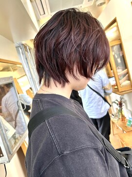 エクテ(ecouter) 暗髪暖色ブラウンメンズライクフェイスレイヤーショート