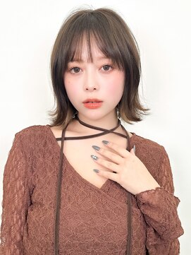 オーバーヘアー 姫路店(over hair) 【over hair】くびれボブ×シースルーバング×オリーブベージュ