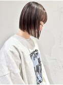 ミニボブ/切りっぱなしボブ/ミルクティーベージュ/ローライト