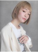 大人可愛い20代30代ぱっつんボブ×ハイトーン ペールカラー