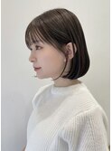 大人ガーリー チョコレート 小顔カット ボブ 薄めバング t428