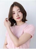 大人かわいい前髪セシルカットココアブラウンフリンジウェーブ