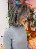 【natsumi】16極細ハイライトで作るグレージュボブ