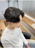 波巻きツイストスパイラルパーマツーブロック刈り上げ