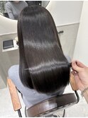 髪質改善地毛風ストレート縮毛矯正 グレージュ 艶髪ロング 銀座