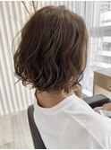 【サロンワーク】アッシュベージュのウェーブボブ。