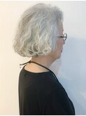 大人おしゃれなグレイヘア☆パーマ/お手入れ簡単ヘア/ボブ