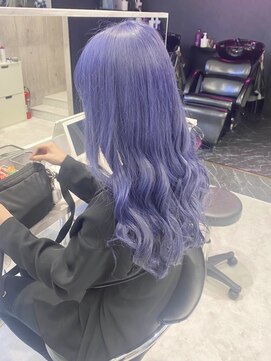 ワンズクロエ 原宿店(ONE's Chloe) イメチェンピンクベージュアンブレラカラー前髪ダークブルー原宿