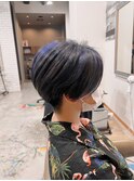 ブルーハイライト&刈りあげショート☆五反田　美容院