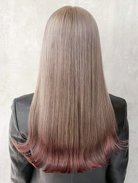 アルバム 渋谷パルコ(ALBUM) 裾カラーピンク_チェリーブラウンフェミニンロング_ba425701