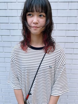 フェンヘアーアイス 中目黒(Fen.hair ici) くせ毛風ウルフパーマ前髪パーマインナーカラーアッシュブラック