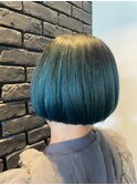 フラットボブ/ブルー/白髪染め[東大島/東大島駅]