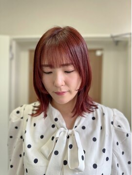 カラン(caran) 縮毛矯正しながらピンクヘア