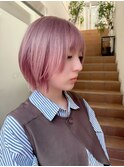 ミディアムレイヤーブリーチなしダブルカラーハイトーン韓国ヘア