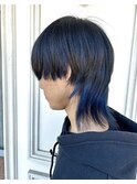 ウルフカット/インナーカラー/ネイビーブルー/個性的
