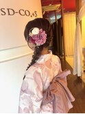 浴衣サイド編みおろし