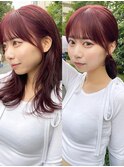 ナチュラル小顔前髪あり後れ毛サイドバング結べるボブくびれヘア