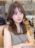 セミロング30代40代ストレートレイヤー前髪なし前髪あり表参道