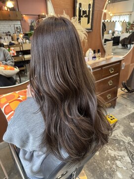 チャプター 問屋町(chapter) ブリーチなしミルクティーブラウン顔周りレイヤーカット韓国ヘア