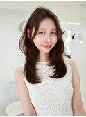 ブリーチ無しオリーブカラー韓国レイヤーハッシュカット髪質改善
