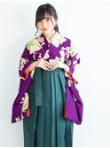 卒業式の袴スタイルと編み込みハースアップポニーヘアアレンジ♪