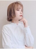 前髪ありの切りっぱなしボブ