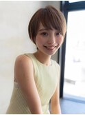 20代30代大人かわいい丸みショートベージュカラー前髪