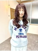 ボルドー×ウェーブヘア