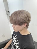 【メンズ】センターパートウルフ×ホワイトベージュ