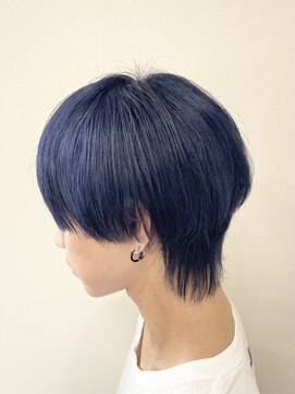 フラグス(FLAGS) メンズカット×ブリーチカラー×ブルーブラック×ネイビーブルー