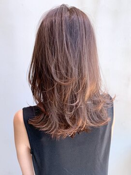 アルバム 銀座(ALBUM GINZA) レイヤーミディ_ココアブラウンフリンジウェーブ_ba302003