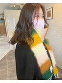 セミロング×オリーブベージュ