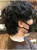 メンズマッシュウルフ×スパイラルパーマ
