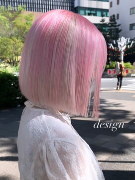 ベレーザ 渋谷(BELEZA) ba2119ミルクティーピンクツートンカラーワンレングスボブ